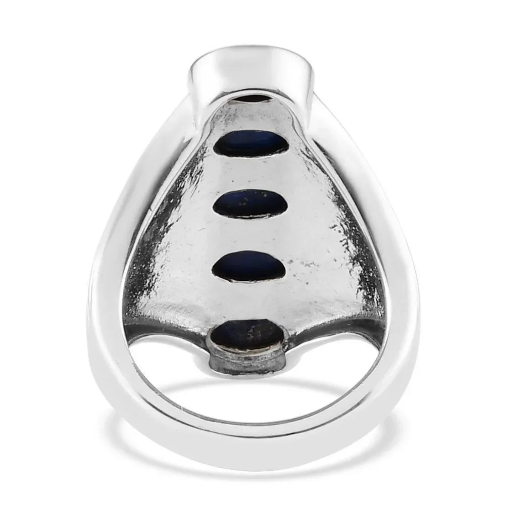 Lapis Lazuli Ring in Stainless Steel Size 5
